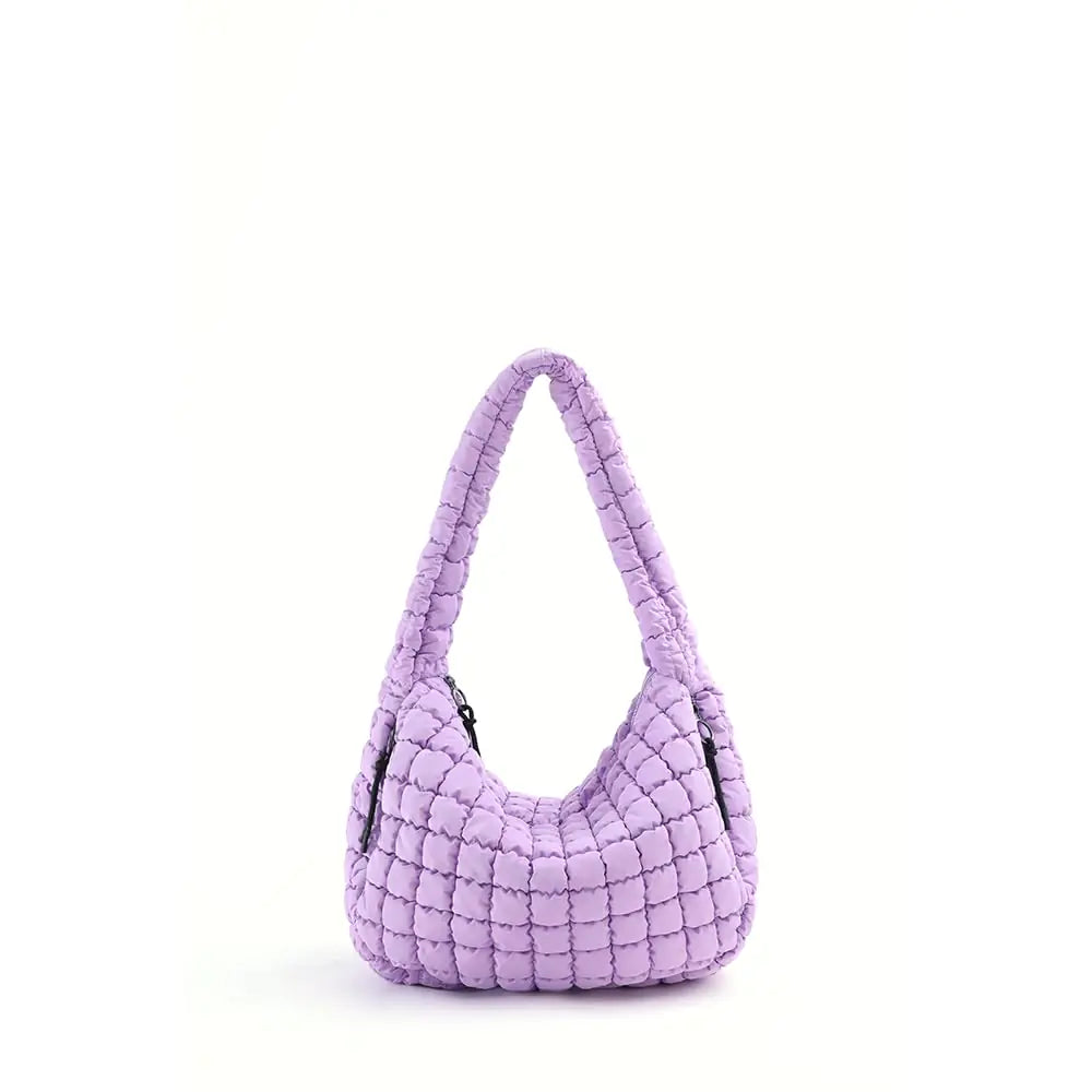 VAKAER Puffer Tote Bag Women Quilted Crossbody Large Hobo Carryall Lightweight Padded Shoulder Bag for Travel Work Gym (Purple)