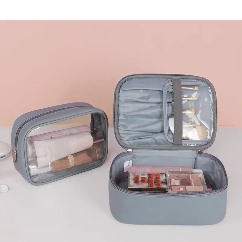 2pcs Waterproof PU Leather Travel Cosmetic Bags