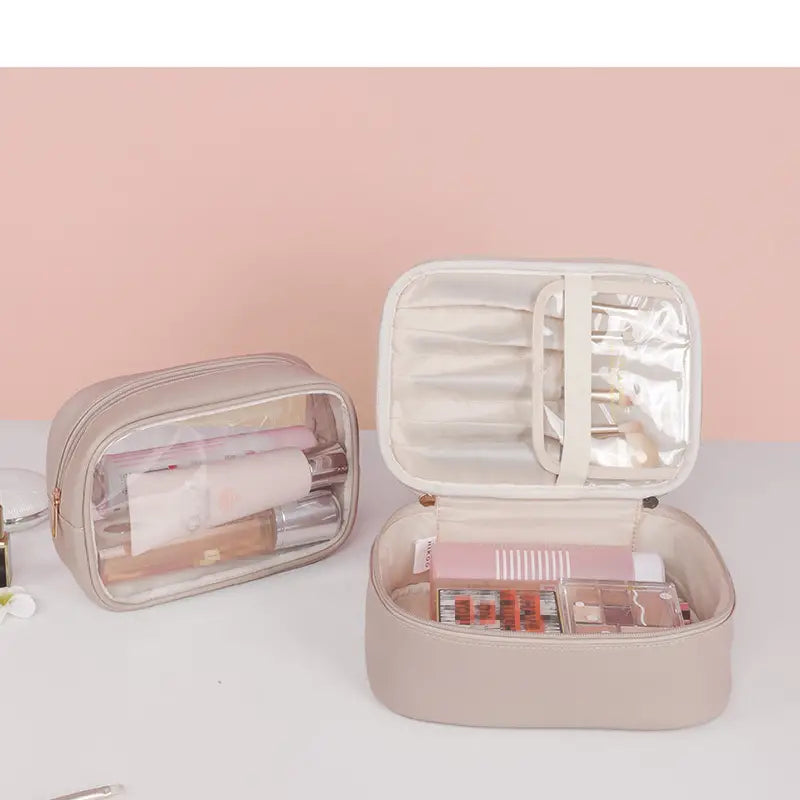 2pcs Waterproof PU Leather Travel Cosmetic Bags