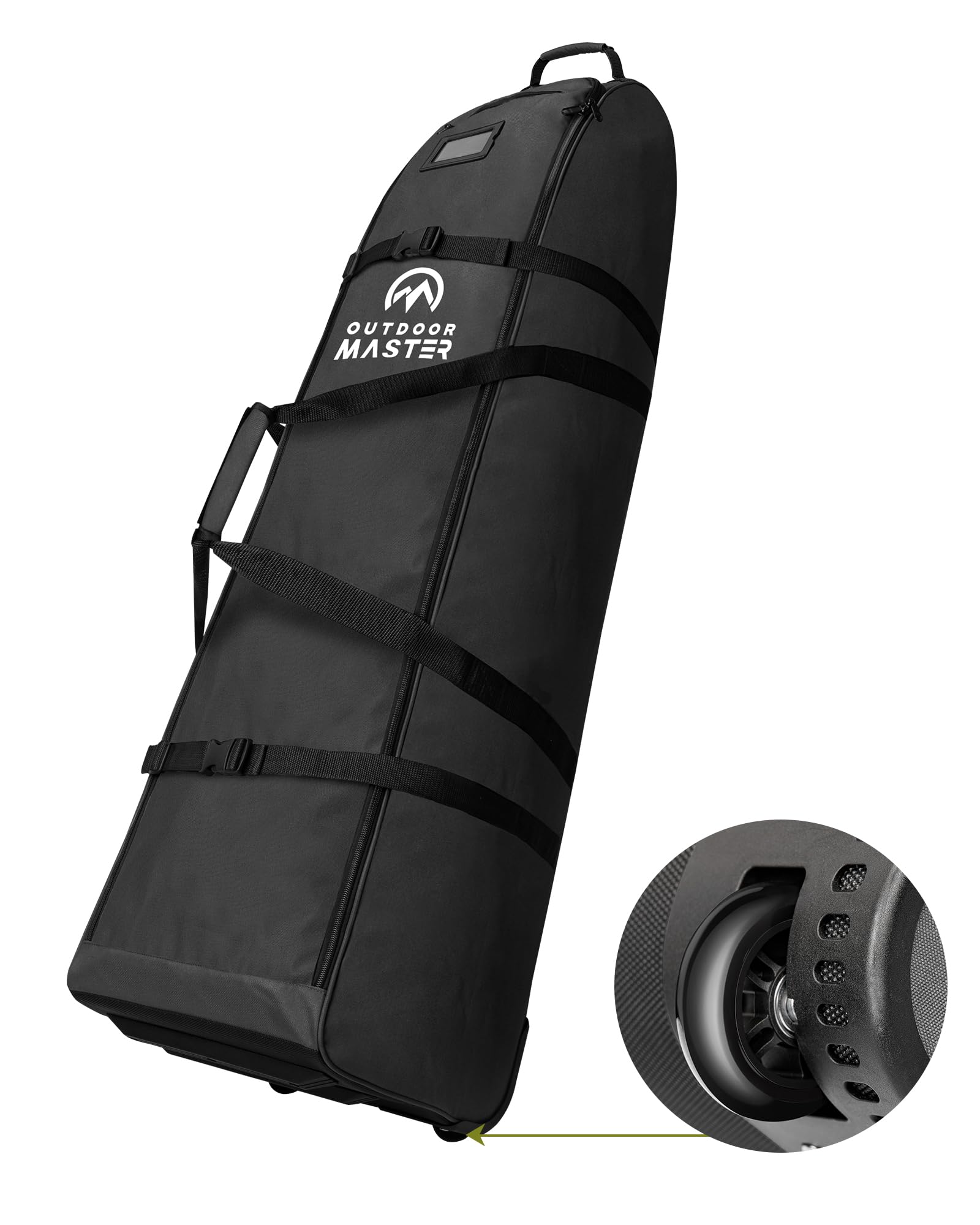 OutdoorMaster Padded Golf Travel Bag with Reinforced Wheels 900D Heavy Duty Oxford Wear-Resistant and Waterproof Golf Travel Case Soft-Sided Golf Club Bag -Black