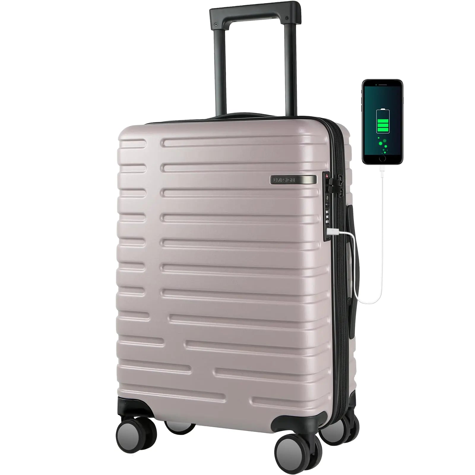 EMPSIGN Carry On Luggage with Spinner Wheels Hard Shell Carry-On Suitcase 21x14x9 Airline Approved & Built-in TSA Lock Durable Travel Rolling Suitcase Carry-On 20-Inch Light Purple