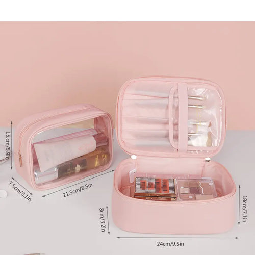 2pcs Waterproof PU Leather Travel Cosmetic Bags