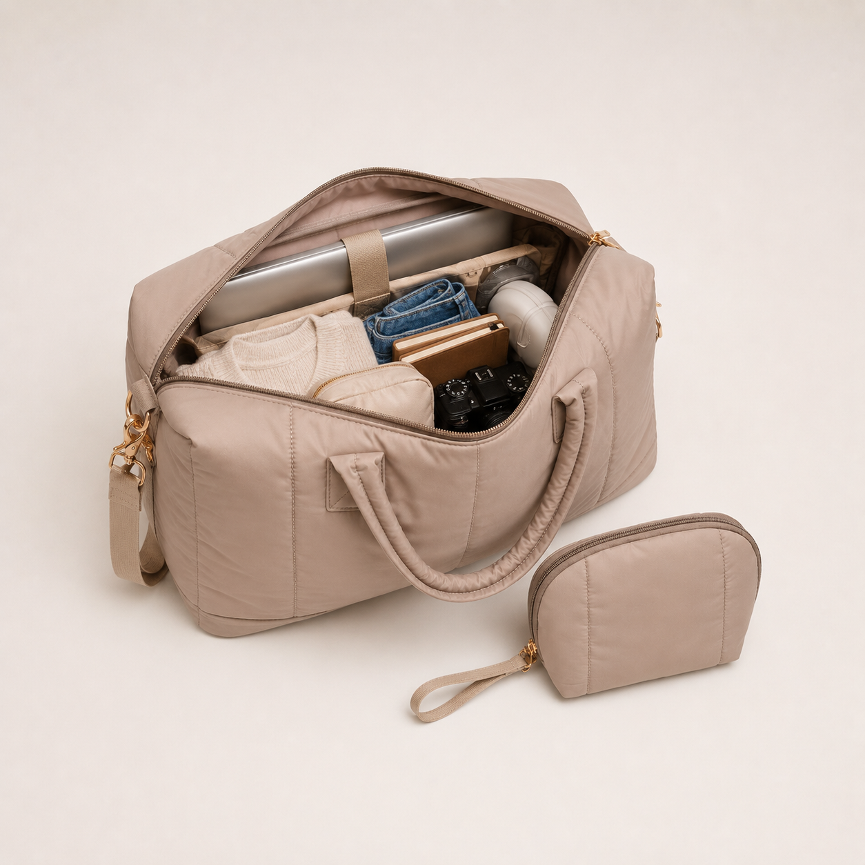 Bluboon Weekender Bags for Women Puffer Tote Bag with Zipper Carry On Airport Bag Winter Shoulder Bags for Travel Work and Makeup Bag