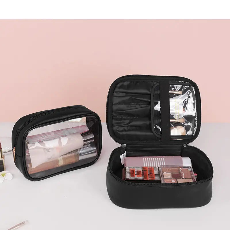 2pcs Waterproof PU Leather Travel Cosmetic Bags