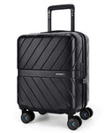 BAGSMART Underseat Carry On luggage Airline approved 16-inch Hardsiade Underseater Travel Suitcase with Spinner Wheels Lightweight Overnight Bag Small Rolling Carry-on for Women Men WeekenderBlack