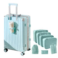 YANQIAO Aluminum Frame Carry-on Luggage Hardside Carry-on Suitcase Zipperless Suitcase Spinner Luggage with Cup Holder and TSA Locks (Blue + Organizer Bags Carry-On 20-Inch)