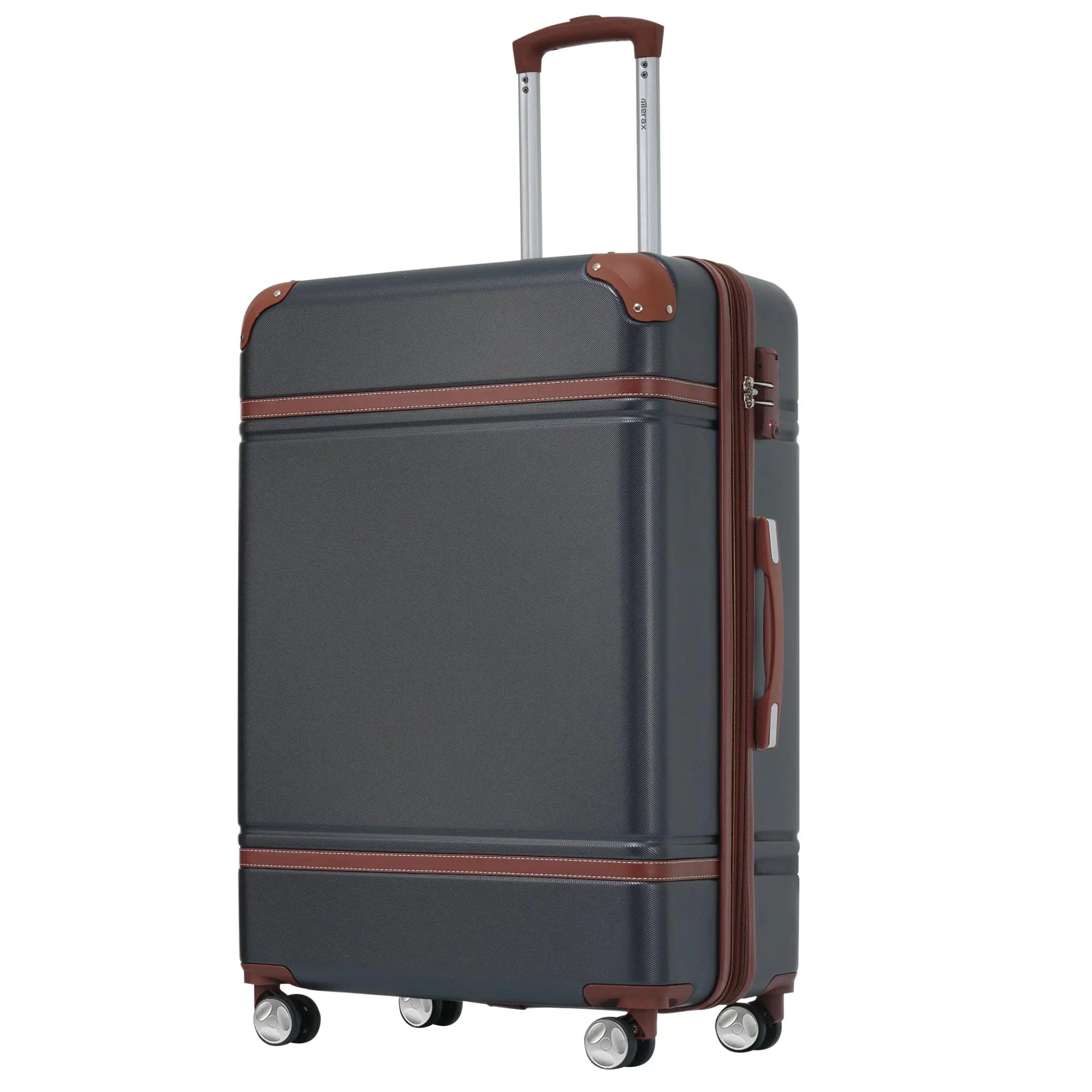 Merax Luggage24 IN Hardside Suitcase Expandable with Spinner Wheels Vintage Luggage with TSA Lock Lightweight(Black)