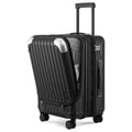 LEVEL8 Grace Hardside Carry On Luggage with Front Compartment 20 Inch Expandable Suitcases with Wheels Lightweight Carry On Suitcase for Airplane Tsa Lock Approved Black 20-Inch