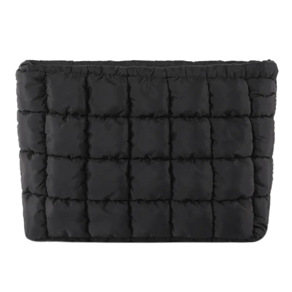 HICARRY Puffy Quilted Makeup Bag Cosmetic Bags Travel Cute Puffer Solid Toiletry Organizer Pouch Storage Clutch for Women