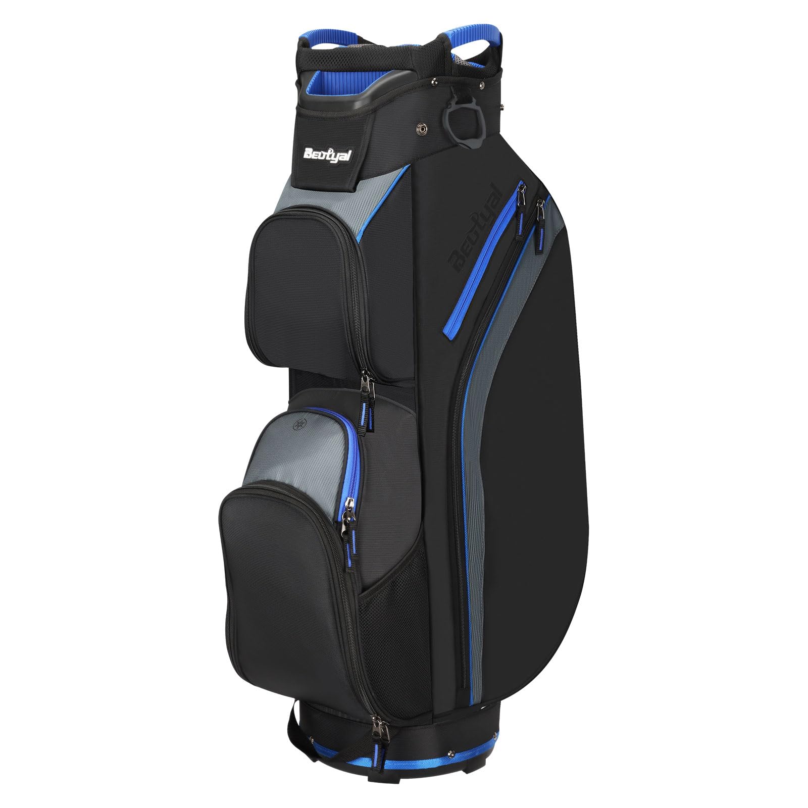 Beutyal Golf Cart Bags for Men 14 Way Top Full Length Organizer Divider Golf Club Bag Functional Cart Golf Bag with Insulated Cooler Pocket Rainhood Handles