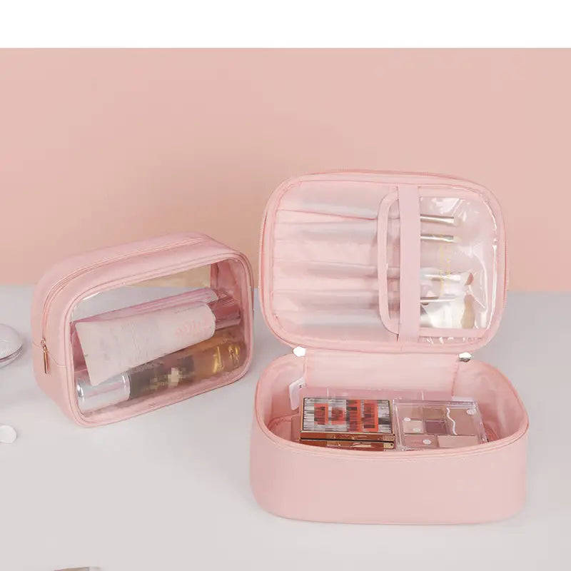 2pcs Waterproof PU Leather Travel Cosmetic Bags