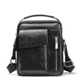 HANGMAI Leather Messenger Bags for Mens Small Crossbody Bag Shoulder Man Purse Handbag Travel for Work Business Black