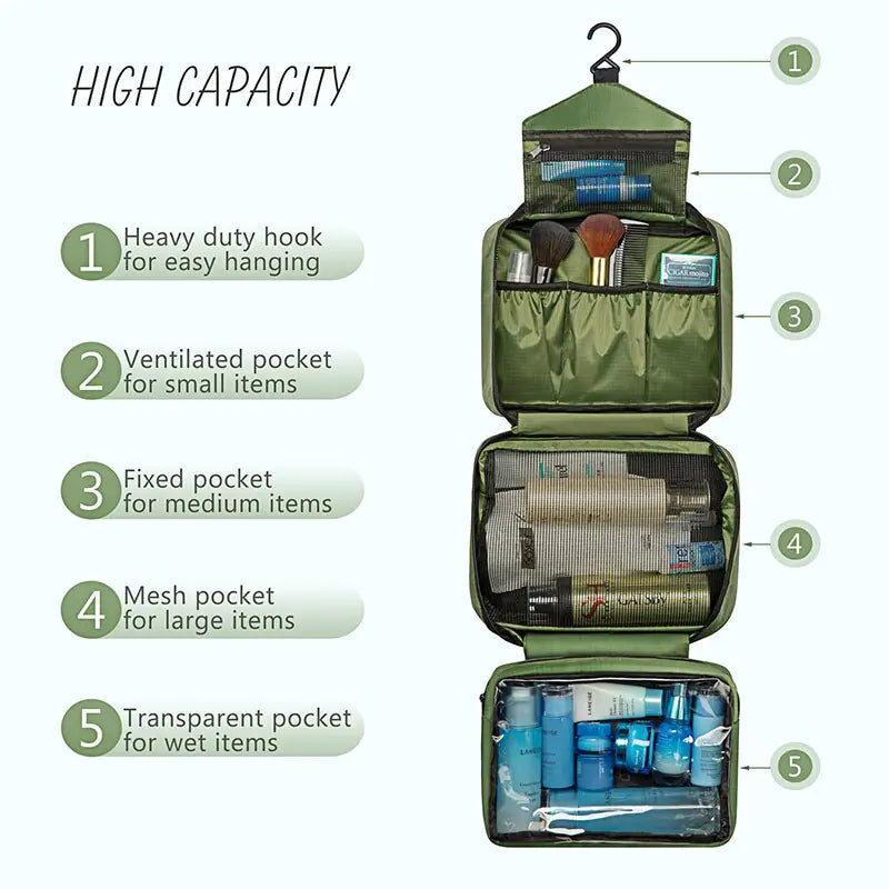 Compact Waterproof Hanging Makeup Travel Bag