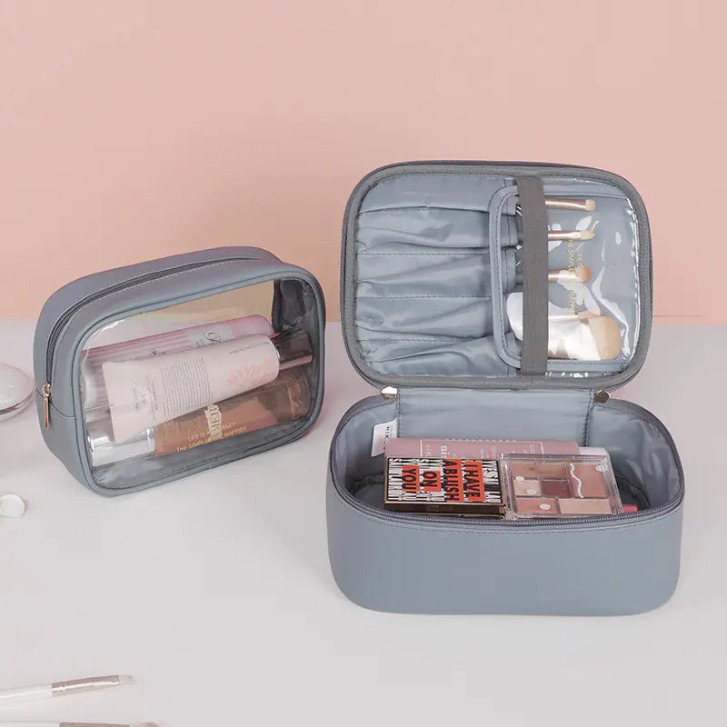 2pcs Waterproof PU Leather Travel Cosmetic Bags