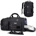 WITZMAN Travel Duffel Bags for Men Large Carry On Weekender Overnight Bag 3 in 1 Backpack with Shoe Compartment （B693 Black）
